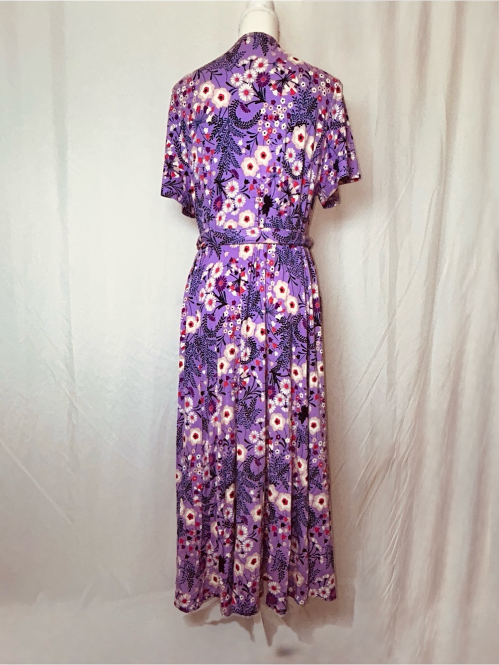Boden Cassia Jersey Midi Floral Purple Wrap Dress in Size 12 - Picture 5 of 11